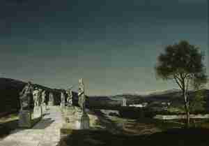 Carel Willink Landschap met zeven beelden 1941 Collectie Museum MORE Gorssel Ruurlo Mrs Sylvia Willink co Pictoright Amsterdam 2025 Carel Willink